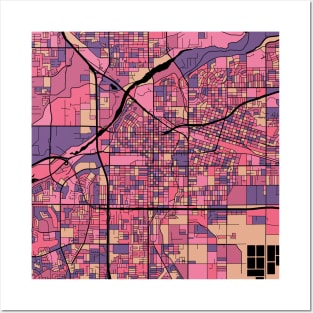 Bakersfield Map Pattern in Purple & Pink Posters and Art